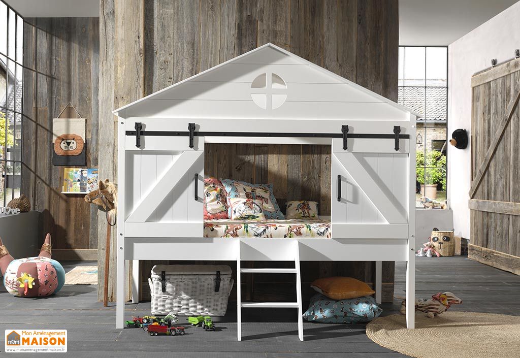 Lit Cabane Enfant En Bois Blanc 90 X 0 Cm Barnie Vipack