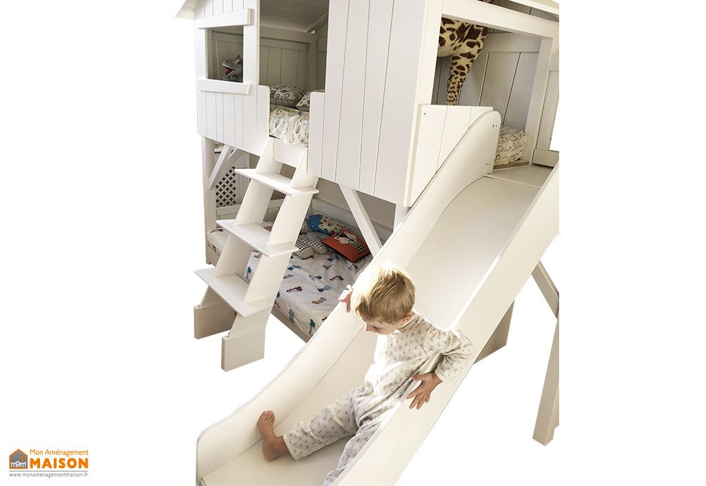 Lit superposé avec escalier et toboggan clearance