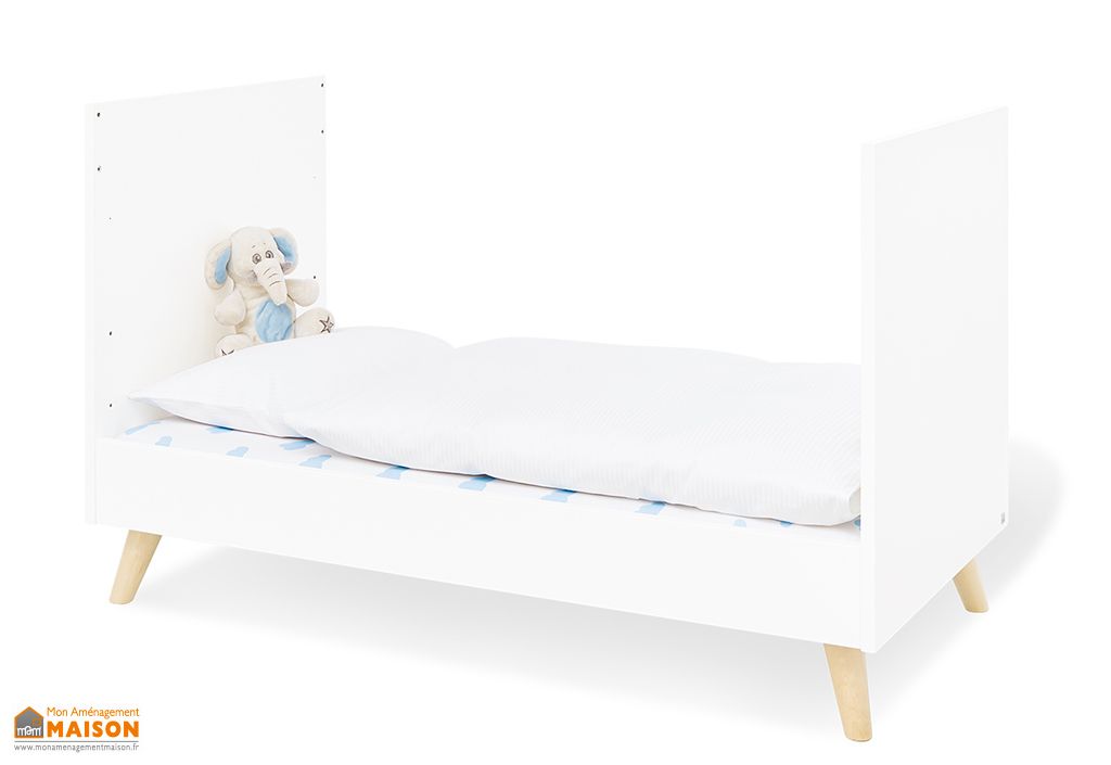 Lit 1 place évolutif en pin 3 positions pour enfant blanc Lit 1 place évolutif en pin 3 positions pour enfant blanc