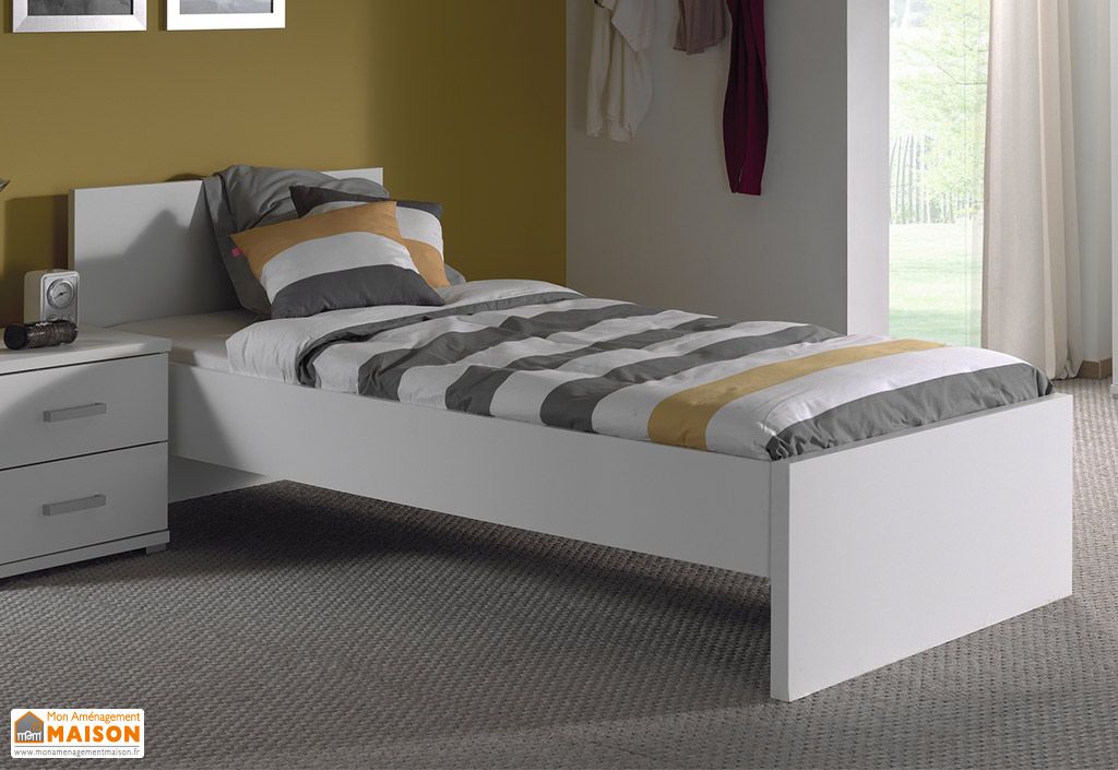Lit En Bois 1 Place Enfant Et Ado 90 X 200 Cm Milan Blanc Vipack