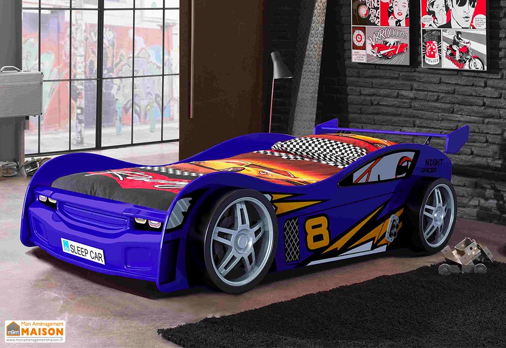 Lit Voiture Enfant En Bois 1 Place 90 X 200 Cm Night Racer Vipack