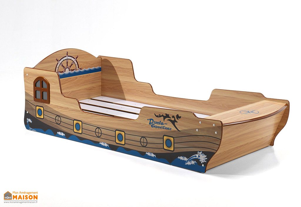 Lit Pour Enfant En Bois 90 X 200 Cm Bateau De Pirates Vipack
