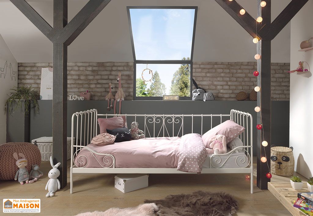 Lit Enfant 90 X 200 Cm Metal Imitation Fer Forge Alice Pls Col Vipack