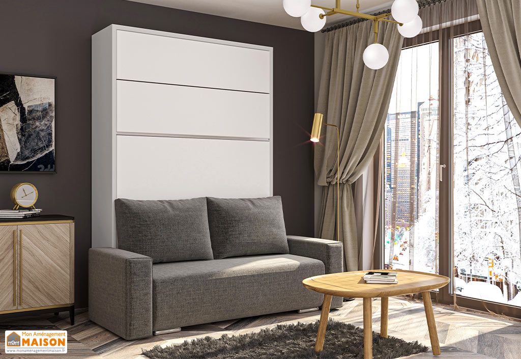 lit canape escamotable en bois 160 x 200 cm falcon sofa leaderbed