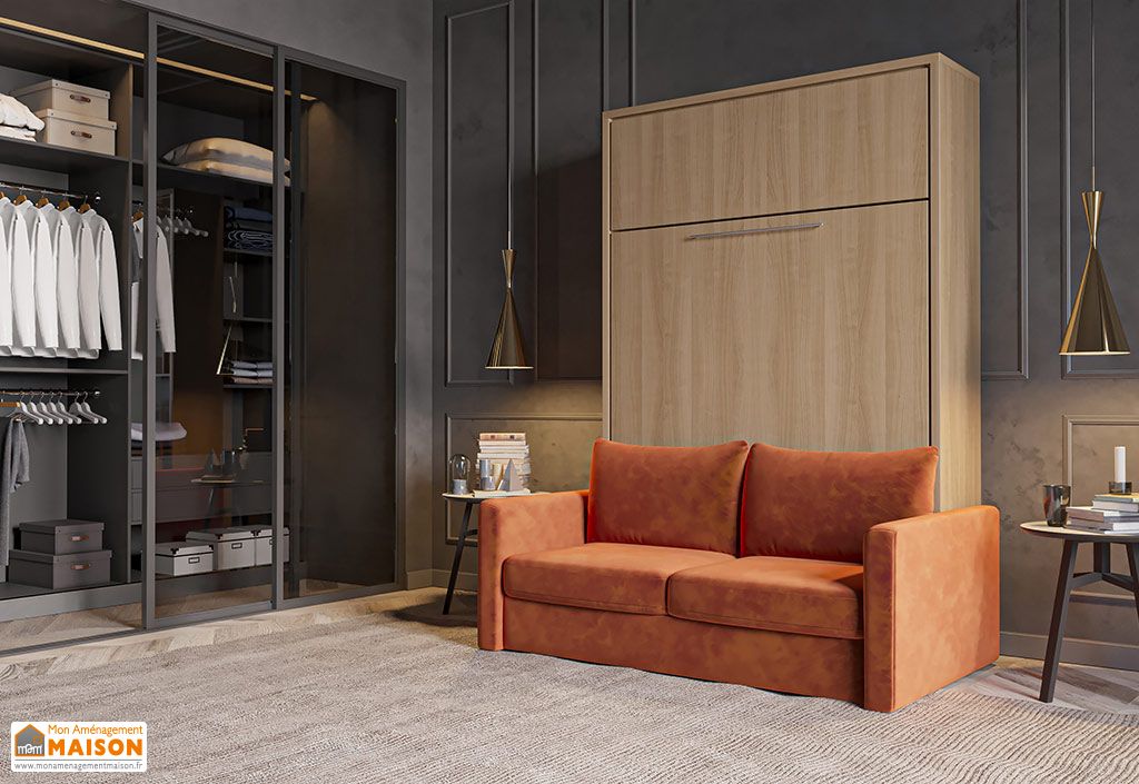 Lit Escamotable Et Canape A Coffre 140 X 0 Cm En Bois Fidji Leaderbed