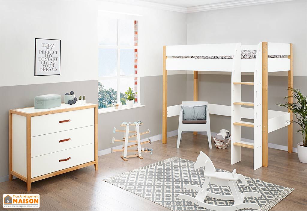 Lit Mezzanine Pour Enfant En Bois Ville 90 X 200 Cm Pinolino