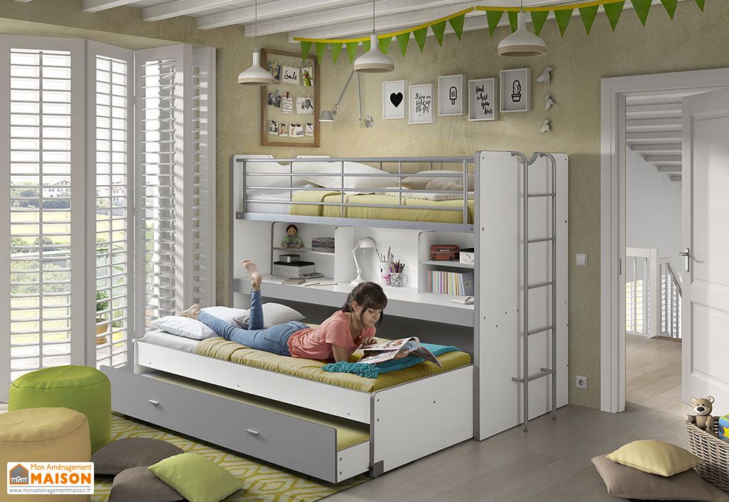 Lit superposé avec bureau en bas clearance