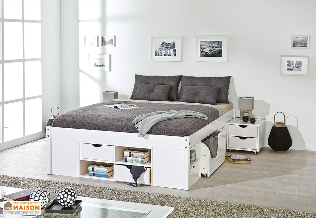 lit double avec rangements tables de chevet 140 x 200 cm till furnitures trends