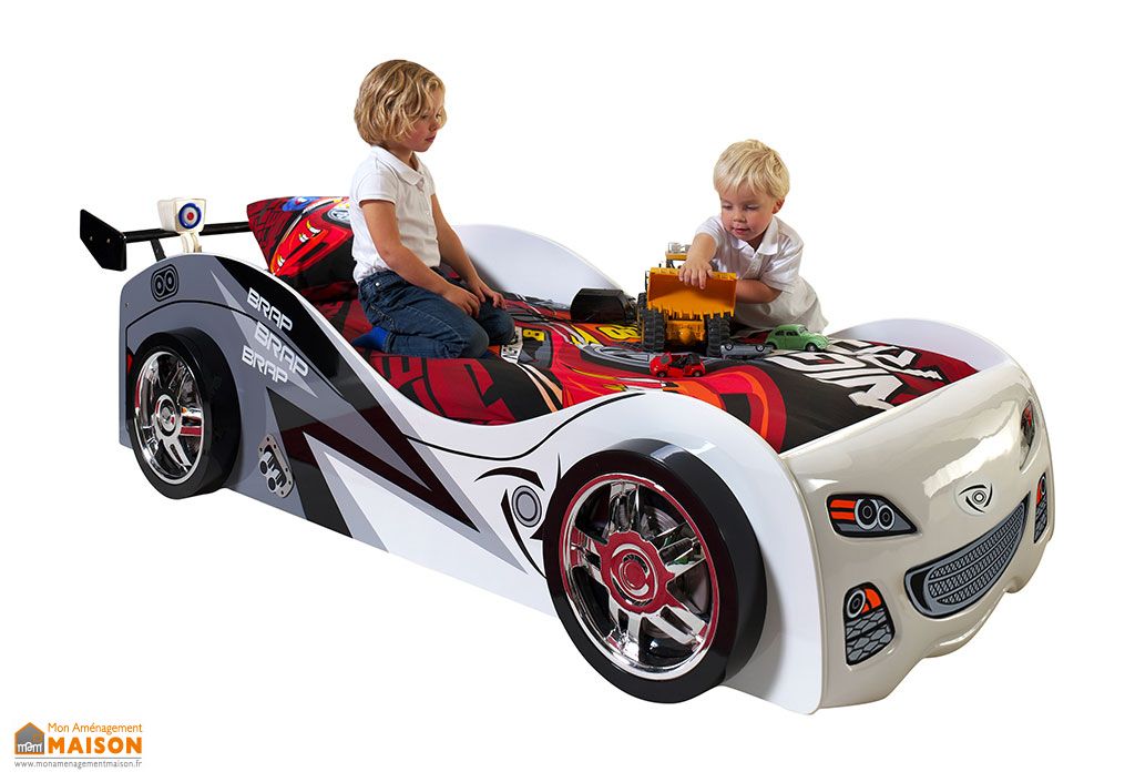 Lit Voiture Blanche En Bois Pour Enfant 90 X 0 Cm Brab Brab Vipack