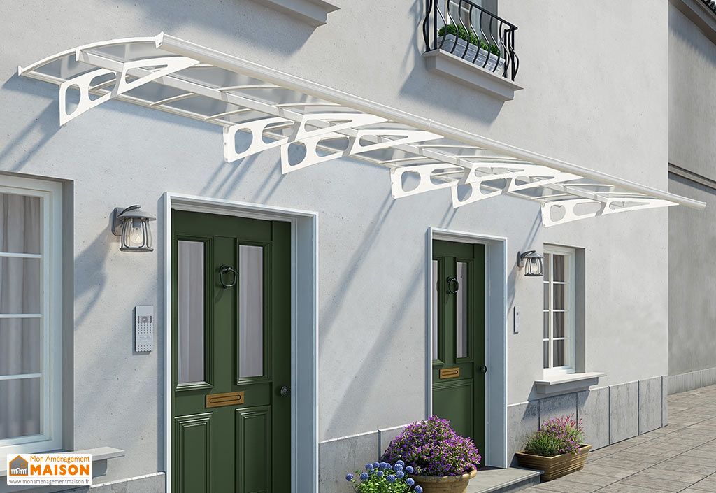 Marquise De Porte D Entree Blanche Aluminium Et Acrylique 6 70 M Palram