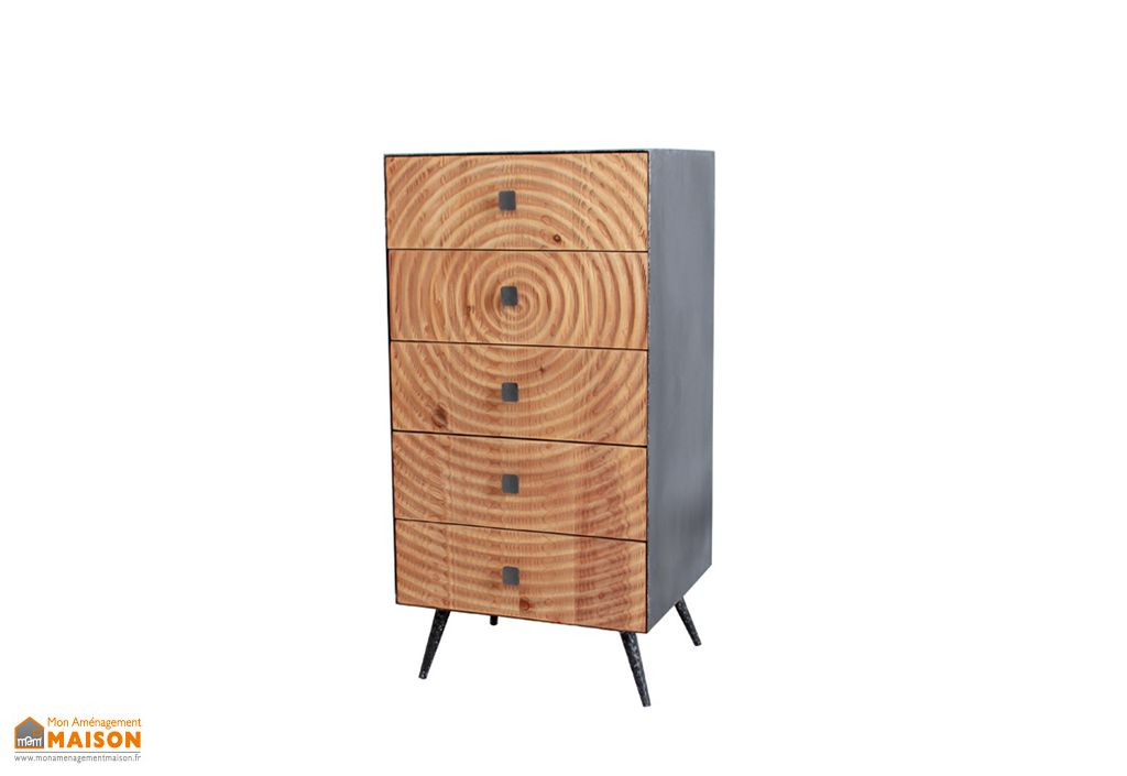 Meuble 5 Tiroirs En Metal Et Bois Sculpte 40 X 45 5 Cm Socadis