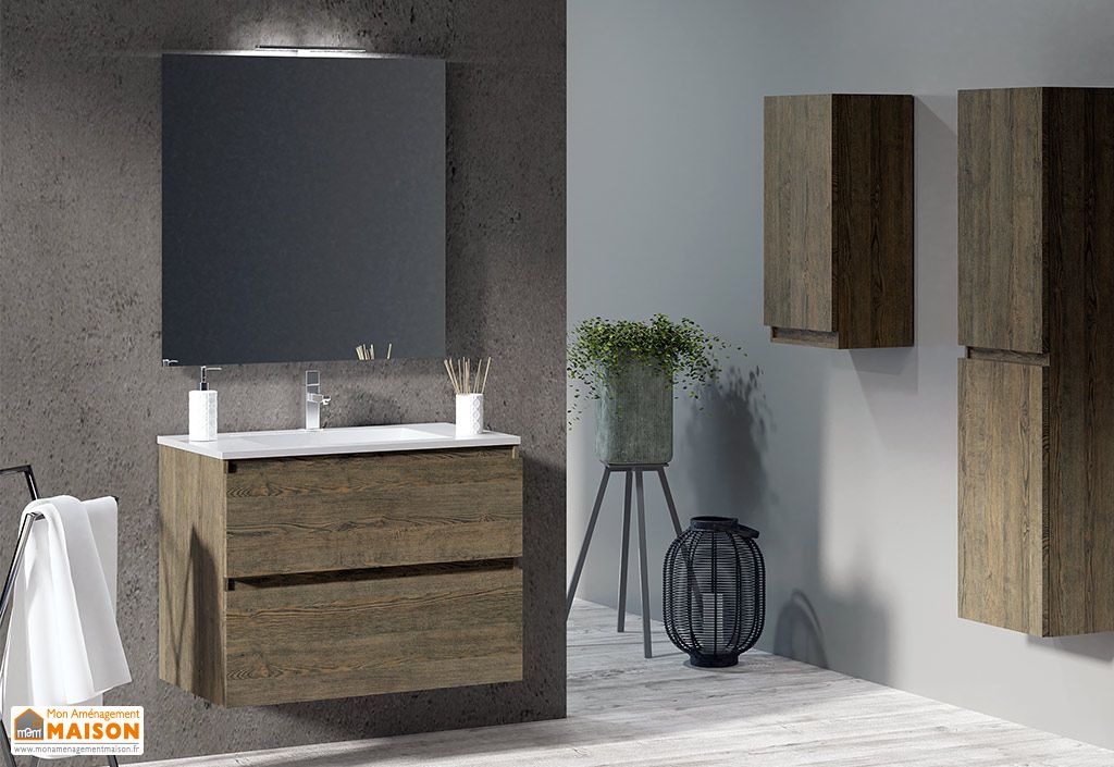 meuble salle de bain en bois 80 cm vasque et miroir ambiente 01