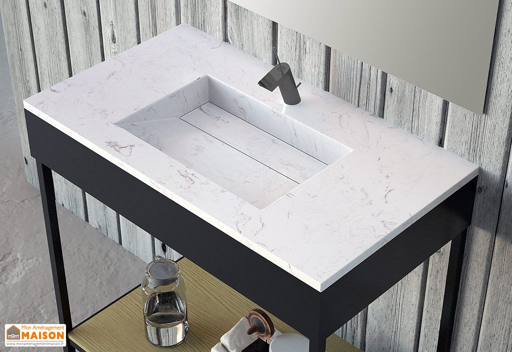 Meuble Salle De Bain Bois Metal Vasque Et Miroir Ambiente 12 Ad Bath
