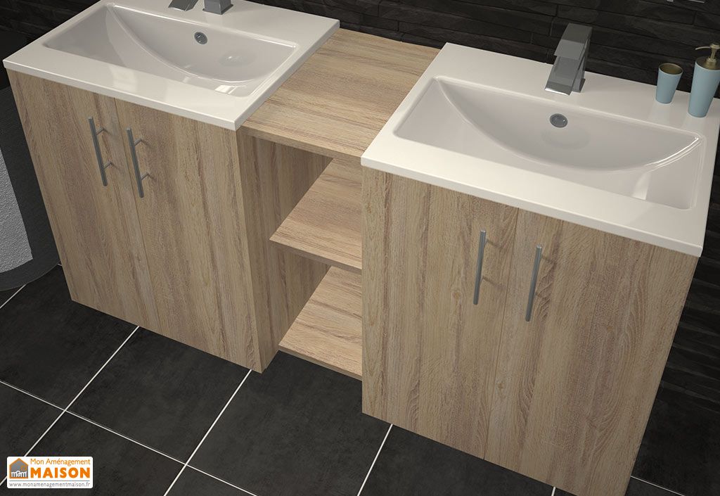 Meuble De Salle De Bain Double Vasque En Bois 120 Cm Lime Meuble Maison