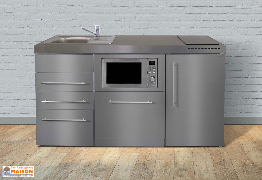 MiniCuisine en Inox avec Frigo, LV, MO, Induction MPGSMSES3 160