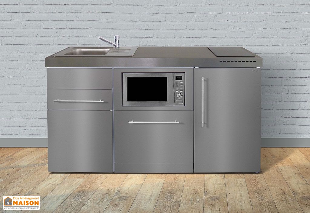 Mini Cuisine Inox Avec Micro Ondes L V Et Vitroceramiques
