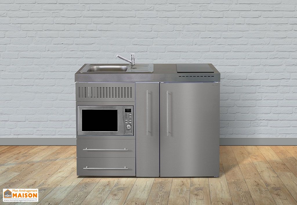 Mini Cuisine Inox Micro Ondes Refrigerateur Vitroceramique