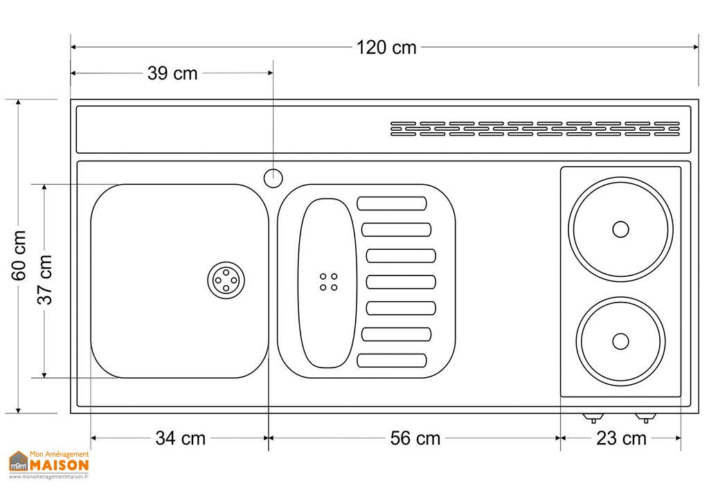 Plan de Travail en Inox 120x60 cm avec Évier et Plaques Électriques