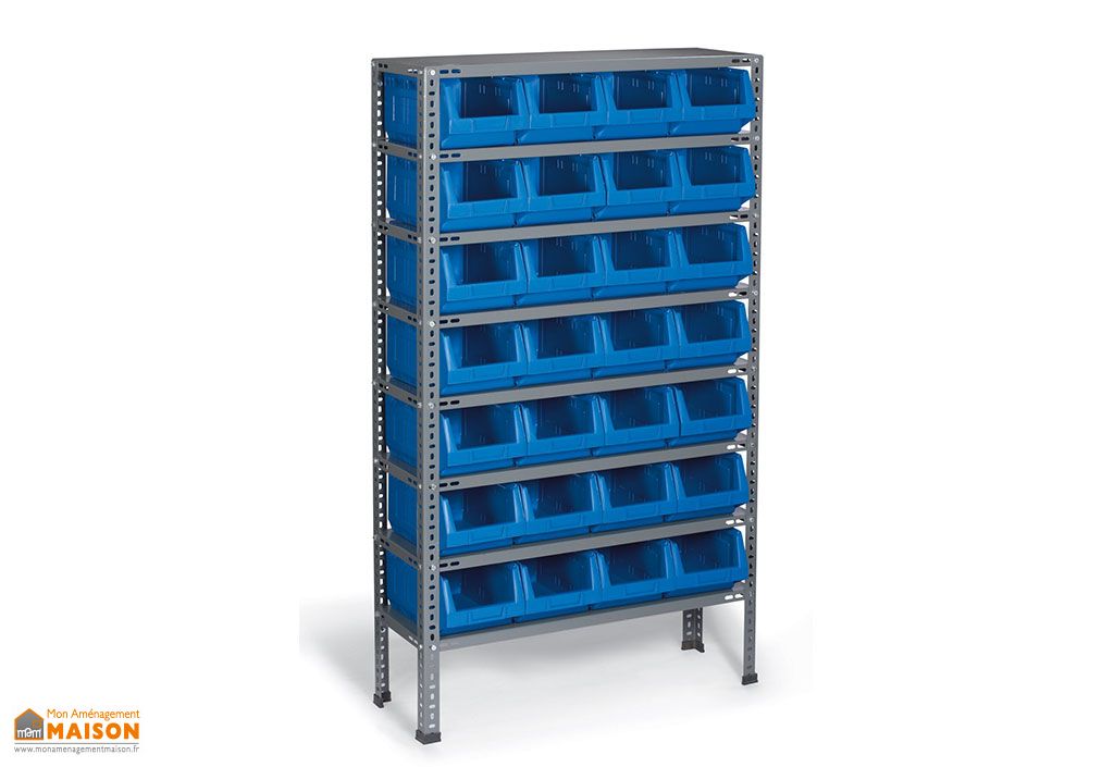 rayonnage industriel bacs 28 x 10 litres 260x1000x1600 viso