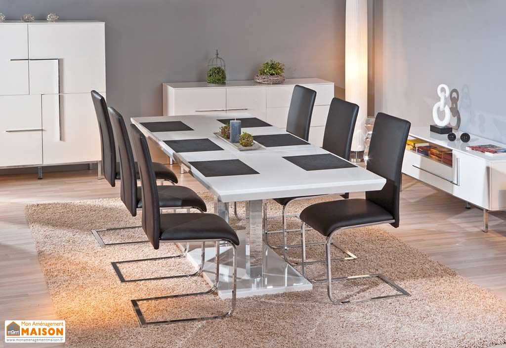 Salle a Manger  Table Extensible Edmonton 160/200x90 cm + 6 Chaises