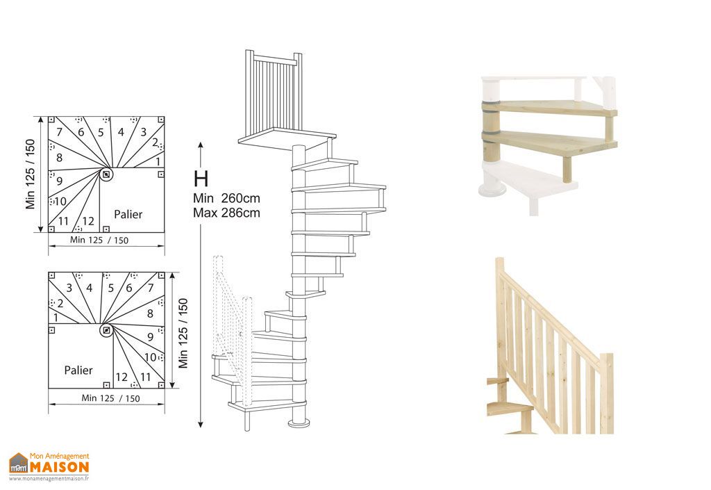 escalier helicoidal carre plan