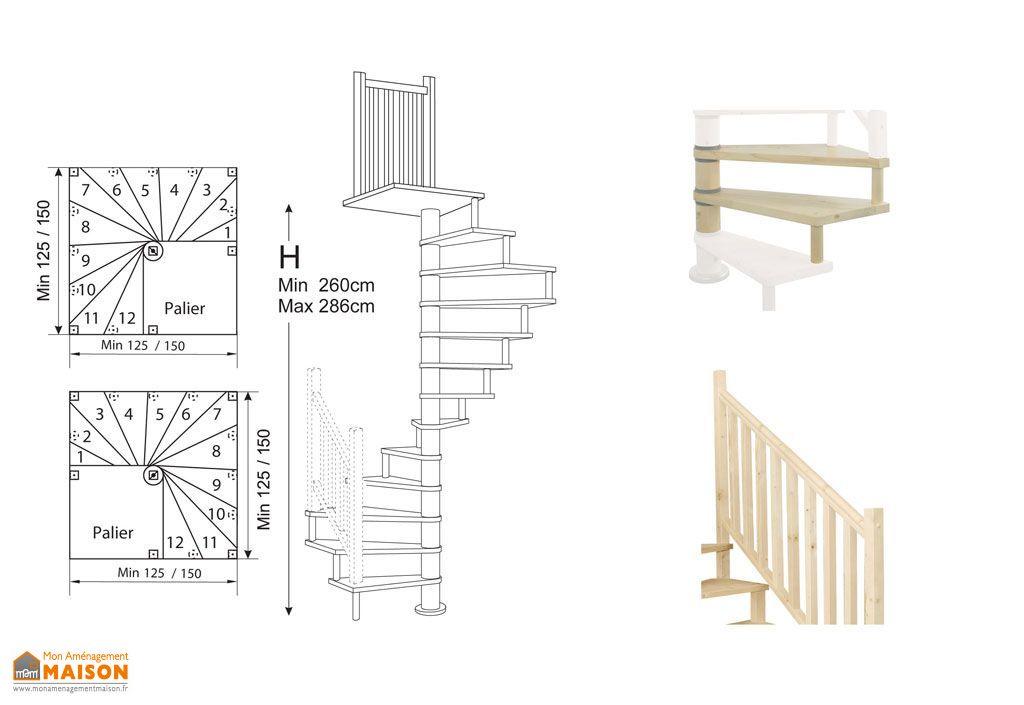 escalier helicoidal sur plan carre