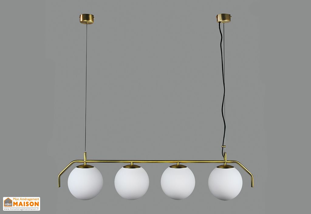 Suspension Luminaire En Metal Et Verre 4 Globes Maui Acb