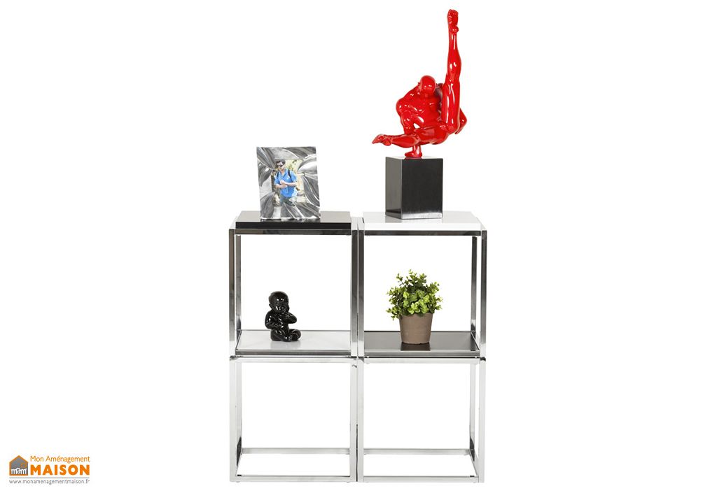 Table Basse En Metal Et Bois Kvadra Noir 42 X 42 Cm Kokoon Design