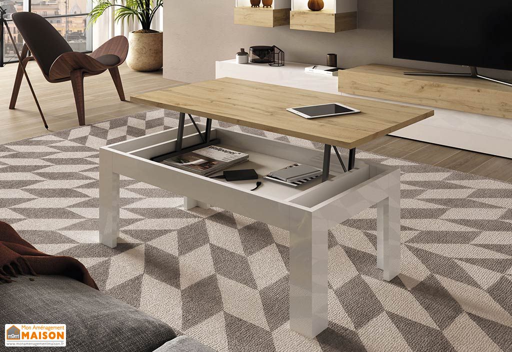 Table Basse Relevable En Bois Aura 110 X 60 Cm Ramis