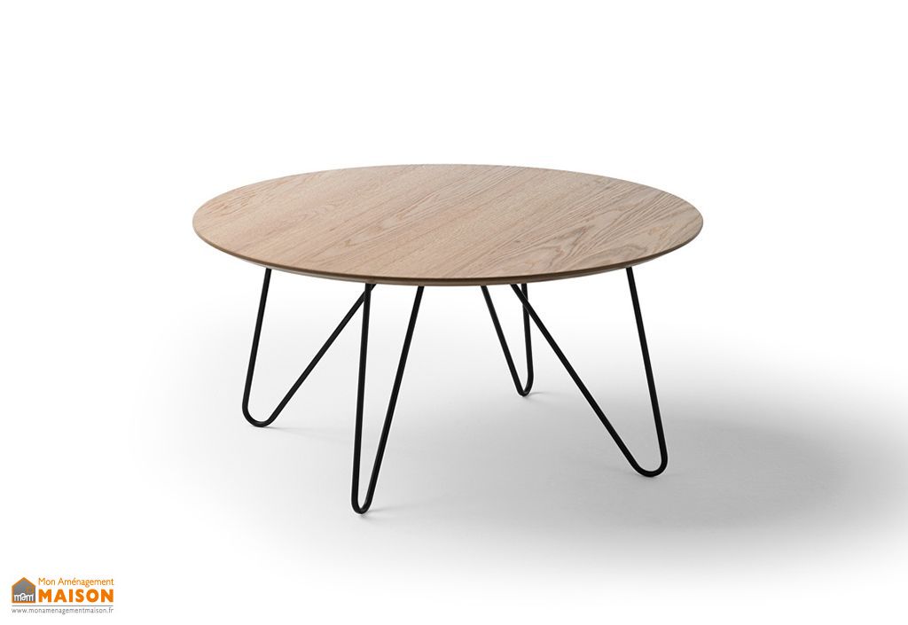 Table Basse De Salon Design En Bois Et Metal Ronde 80 Cm Meuble