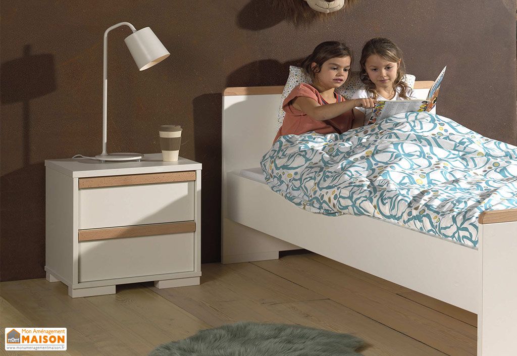Table De Chevet En Bois 2 Tiroirs London Pls Coloris Vipack