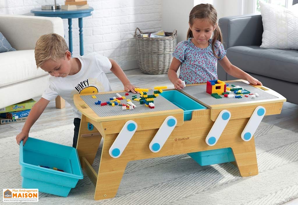 Table de Jeux de Construction en Bois pour Enfants avec Briques - Kidkraft