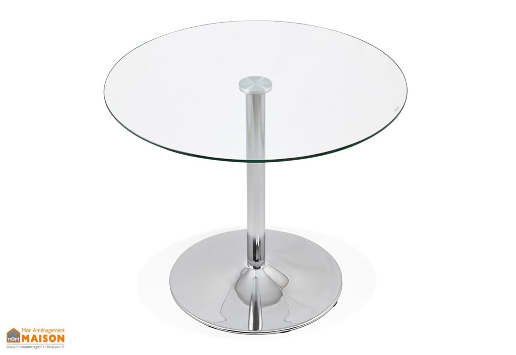 Table A Manger Ronde En Metal Et Verre Euka O 90 Cm Kokoon Design