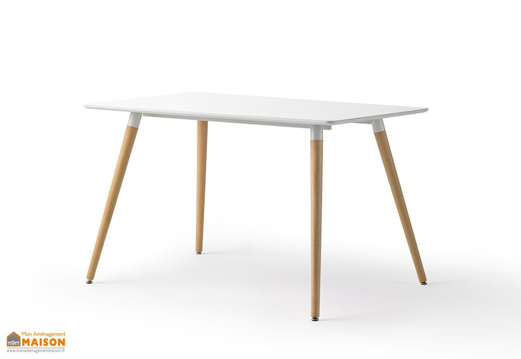 Table De Salle A Manger Rectangulaire En Bois Laque Blanc 120 Cm