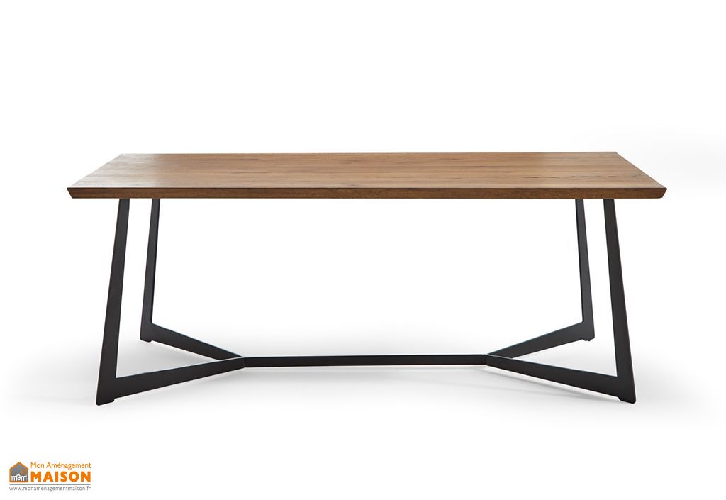Table De Salle A Manger Rectangulaire En Bois Et Metal 200 Cm