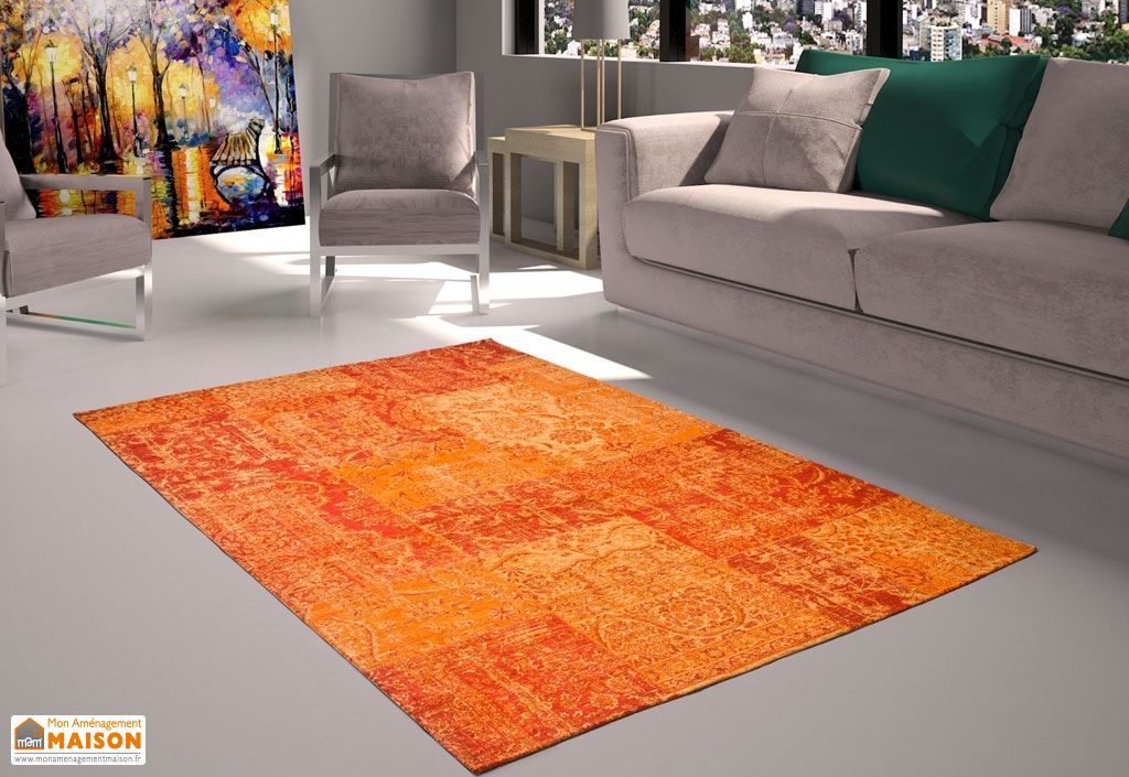 tapis en coton et acrylique patchwork 120x170cm pls coloris flora carpets