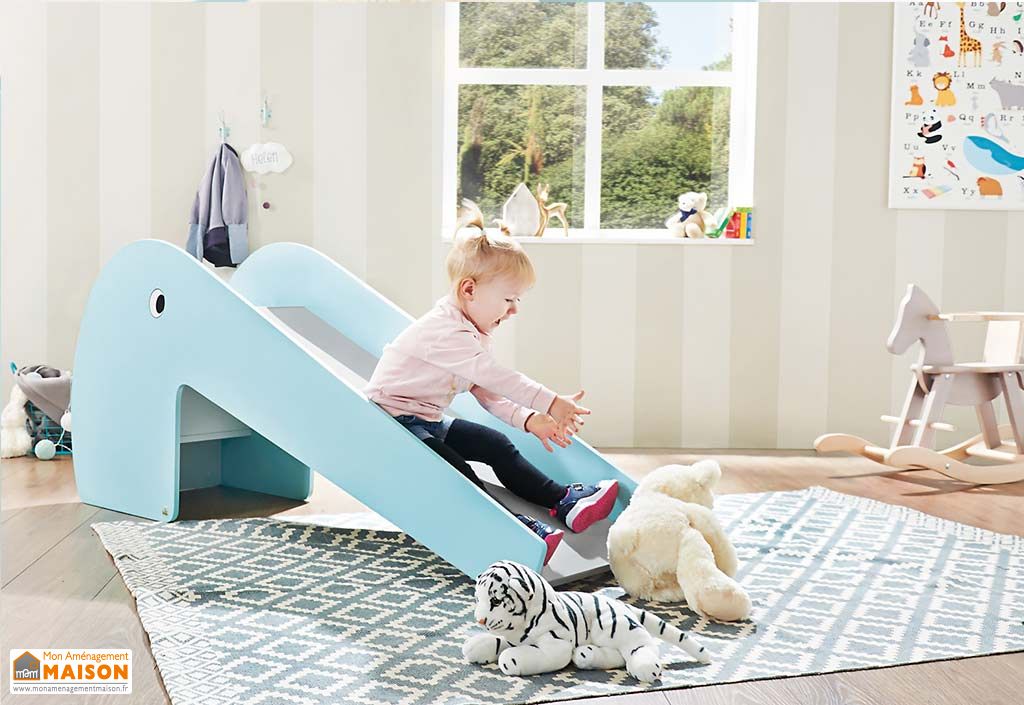 Toboggan Interieur En Bois Gris Menthe 155 Cm Pinolino