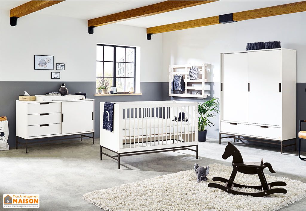 Chambre Pour Bebe Et Enfant Avec Lit Evolutif En Bois Steel Pinolino
