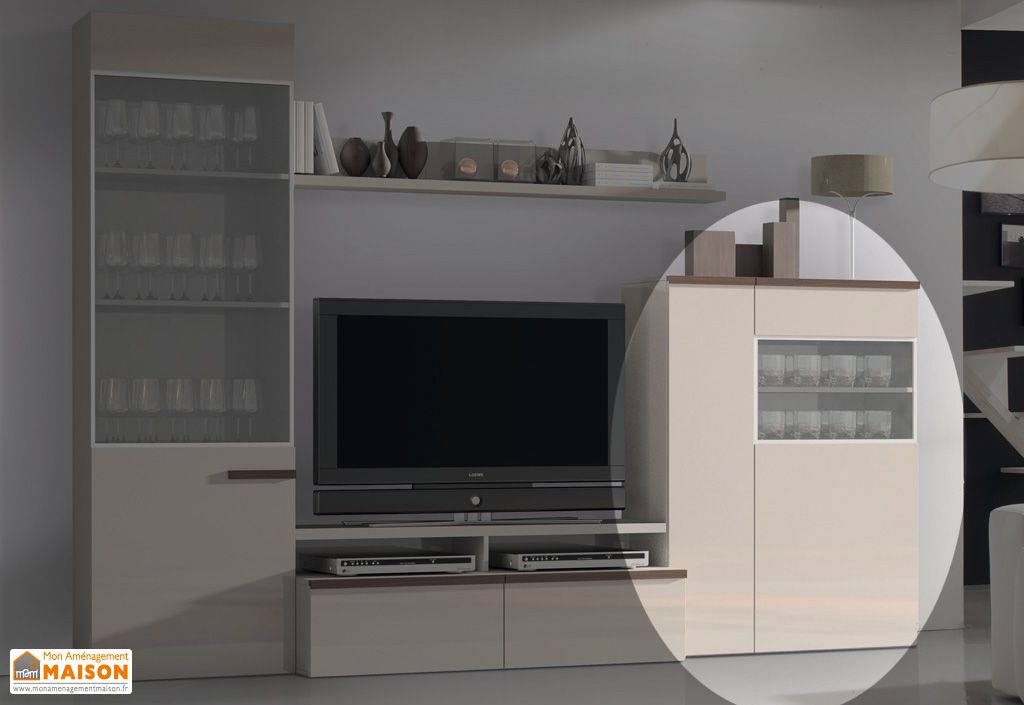 Meuble Bas Vitrine à Poser Verre et Bois W-10 - Urban