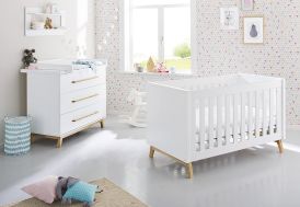 Chambre en Bois Évolutive Bébé Enfant : Lit, Commode à Langer – Riva