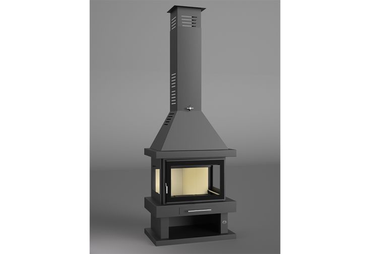 Cheminée à bois double combustion et bûcher inférieur 17,5 kW – C-203 K