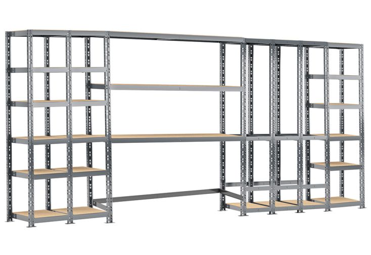 Rayonnage 5 Étagères Métalliques 405 cm - Système Extension - Modulo Storage