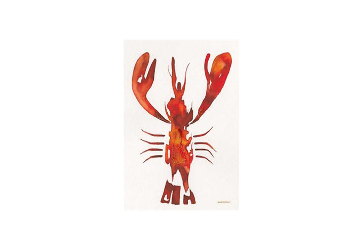Poster mural animal aquarelle en papier – Lobster