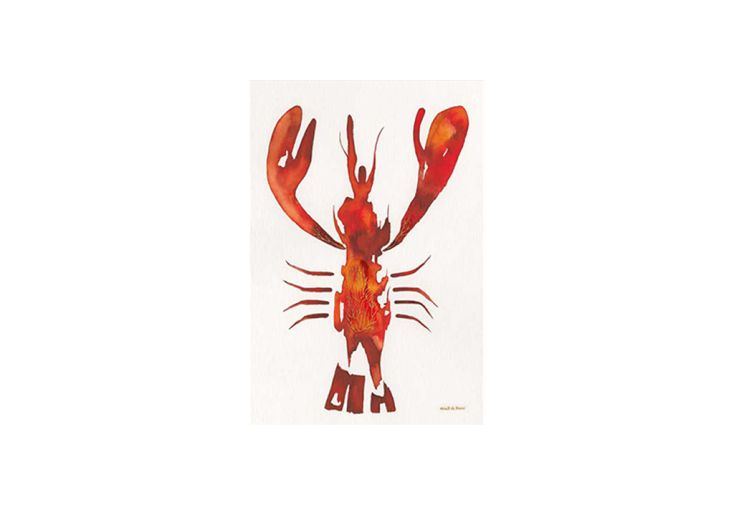 Poster mural animal aquarelle en papier – Lobster