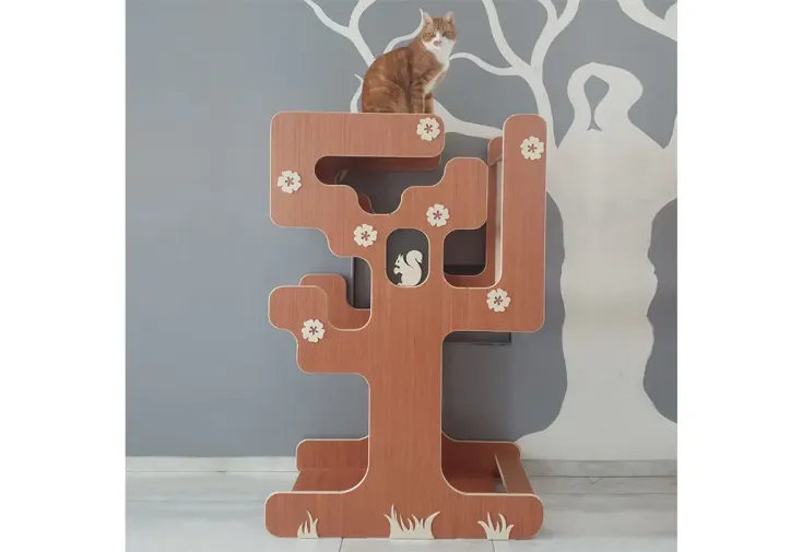 Arbre à chat en bois design 95 x 145 cm - L’Arbre
