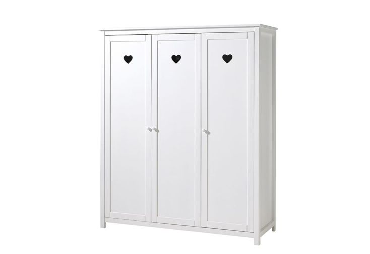 Armoire 3 Portes en Bois de Pin et MDF Amori