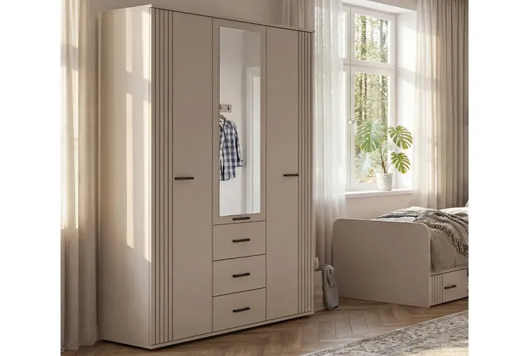 Armoire 3 portes avec miroir 135 x 55 cm H. 191 cm - Sigma