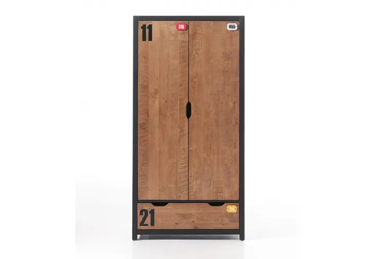 Armoire de chambre enfant en bois de pin massif 2 portes – Alex