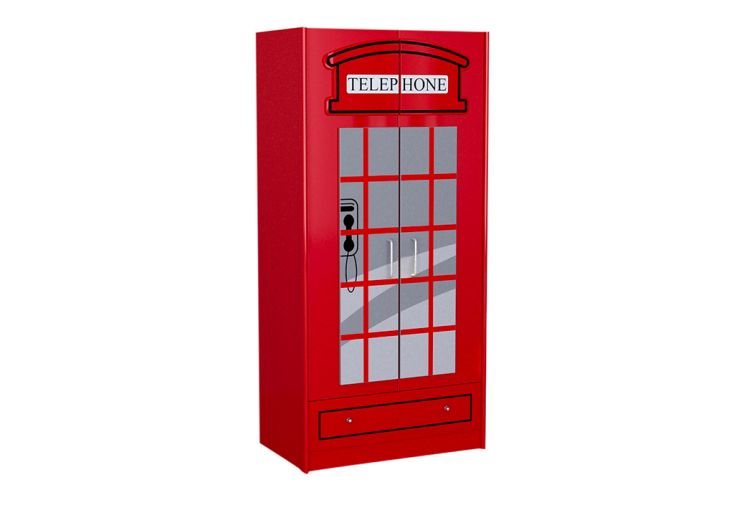 Armoire Enfant Cabine Téléphonique Rouge Londres 1,90 m