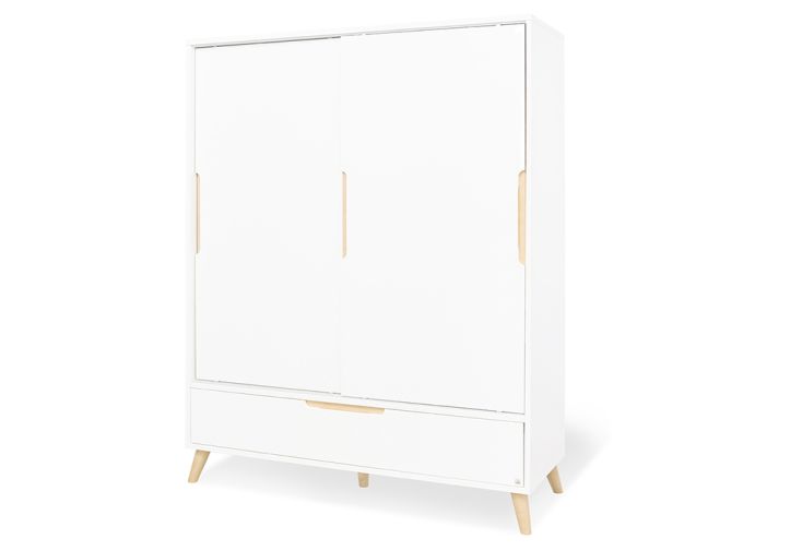 Armoire bois blanche pour enfant 2 portes coulissantes - Move